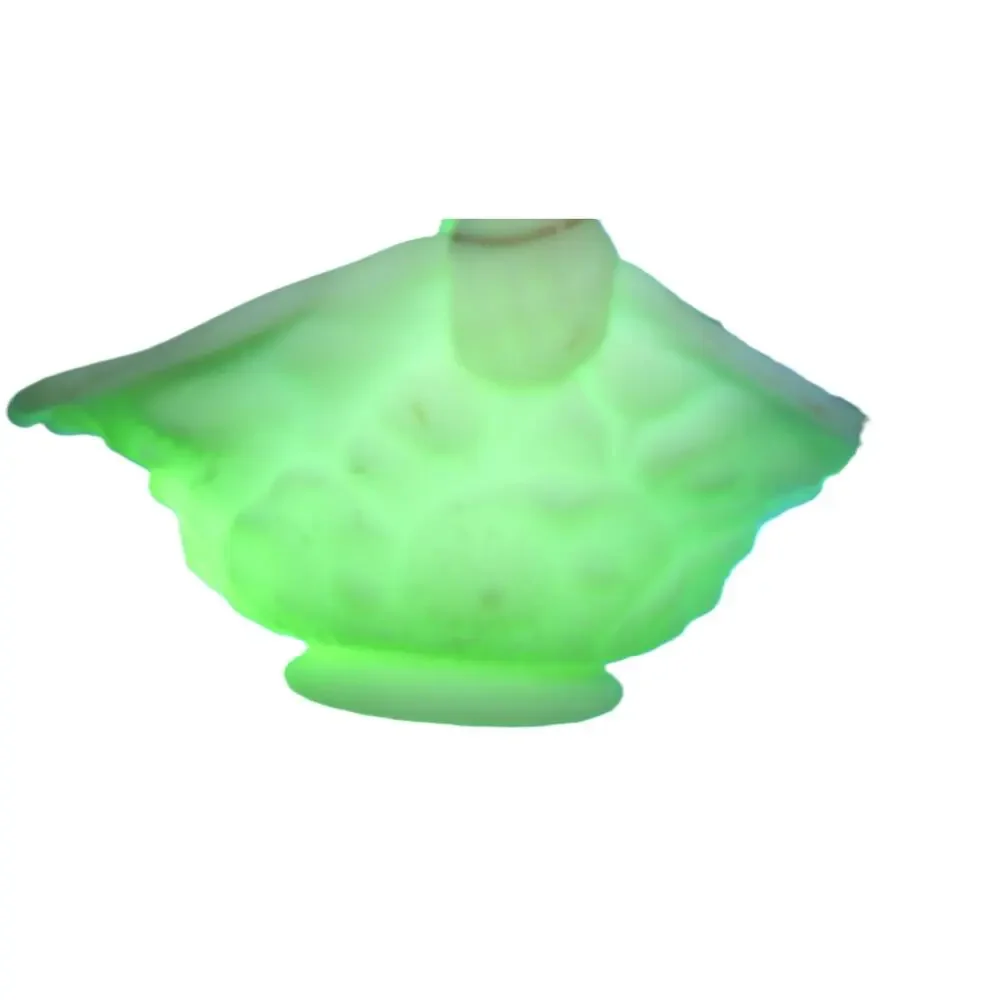 Vtg Fenton Uranium Glass Basket Embossed Floral Design Repaired Handle